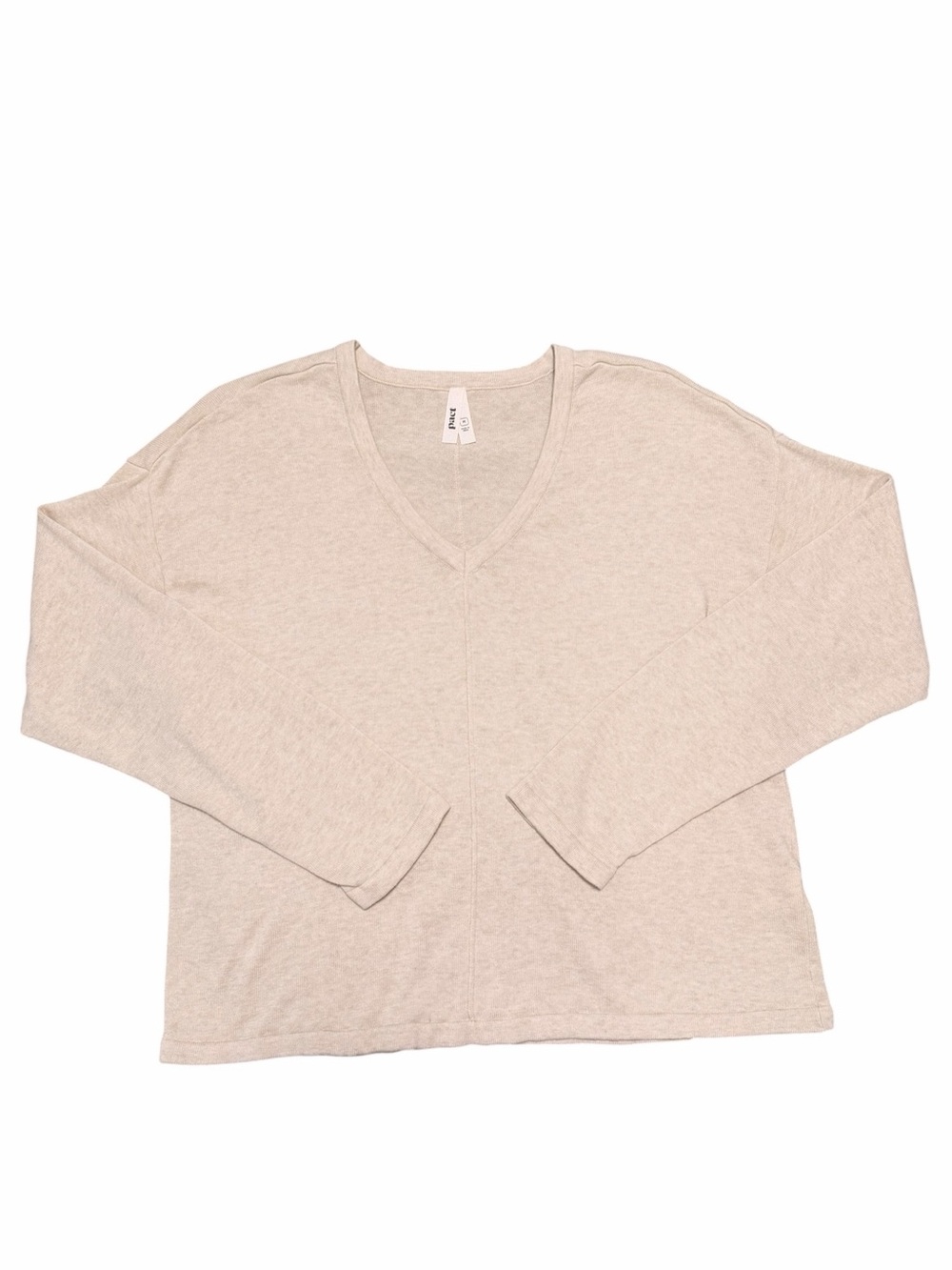 Pact 100% Organic Cotton V-Neck Long Sleeve Women’s Sweater - Light Beige